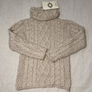 NWT Aran Sweater Market Ireland 100% Wool Turtle Neck Fisherman Sweater Size S